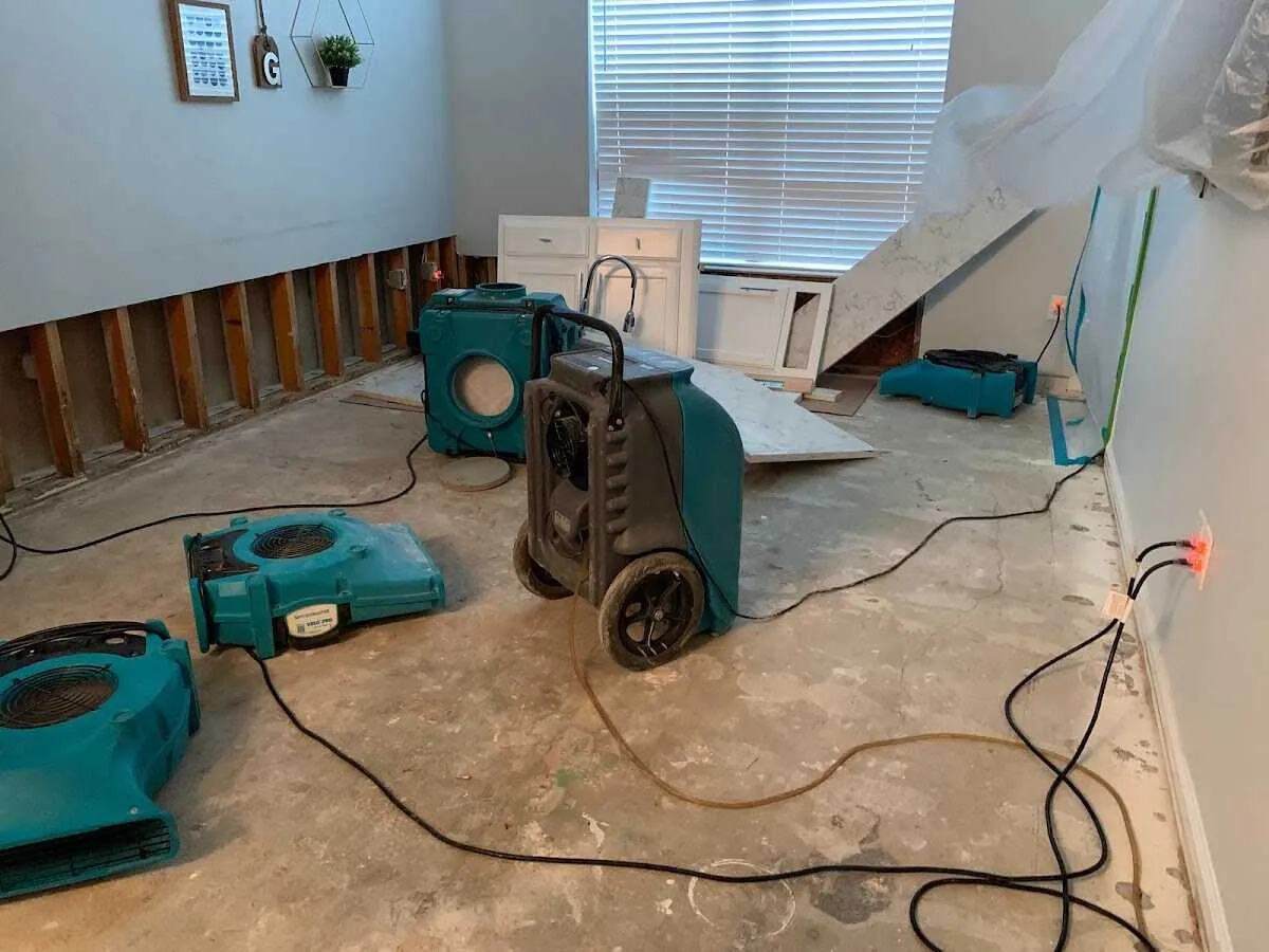 Dehumidifier in flood-cut room for Water Extraction & Removal in Seabrook